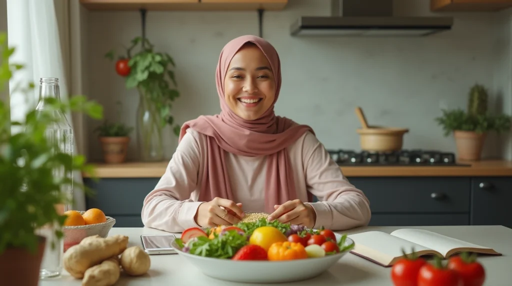 تصویری از زنی که مواد غذایی مفید برای سرطان سینه را دارد استفاده می‌کند