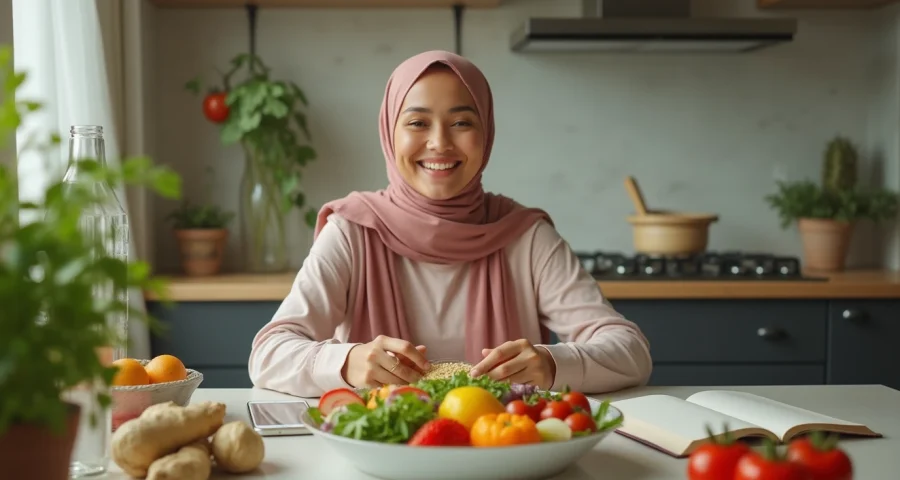 تصویری از زنی که مواد غذایی مفید برای سرطان سینه را دارد استفاده می‌کند